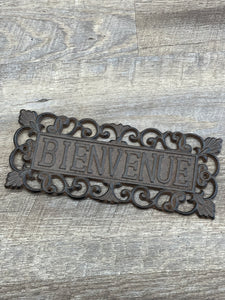 Enseigne en Fonte "Bienvenue"