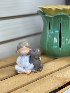 Décor - Sculpture - Fillette et Chiot