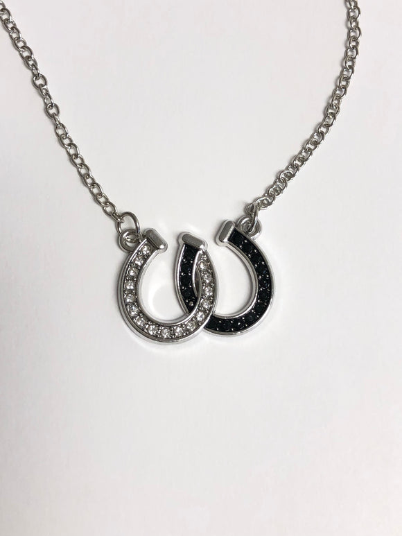 Necklace with Black and White Horseshoes